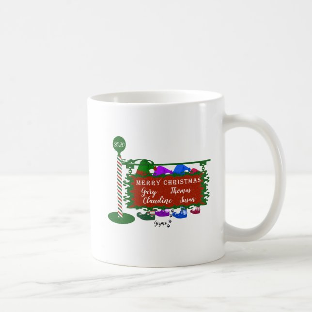 Sinal de Caneca de Natal com Nomes Familiares (Direita)