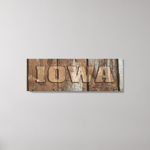 Sinal de canvas de madeira rusticida do Iowa
