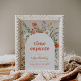 Sinal de Cápsula de Aniversário de Flor Selvagem