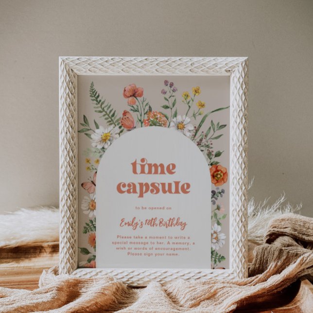 Sinal de Cápsula de Aniversário de Flor Selvagem (Criador carregado)