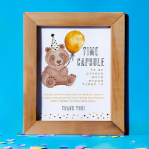 Sinal de Cápsula de Aniversário - Urso de Teddy Pr