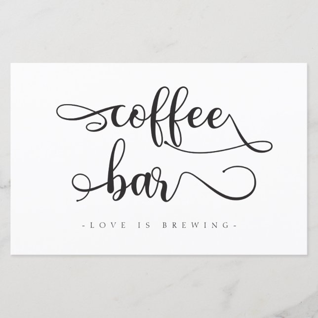 Sinal de Casamento "Bar de Café" Branco Negro Cali (Frente)