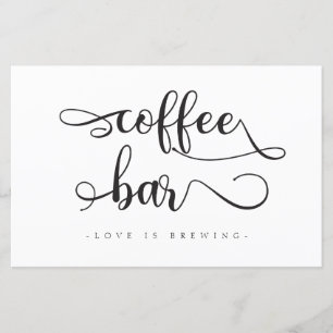 Sinal de Casamento "Bar de Café" Branco Negro Cali
