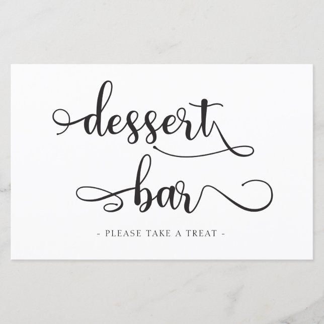 Sinal de Casamento "Bar de Deserto" Branco Negro (Frente)