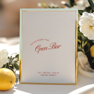 Sinal de Casamento de Bar Aberto Elegante Vermelho