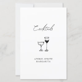 Sinal de Casamento de Bar de Coquetel Desenhado à 