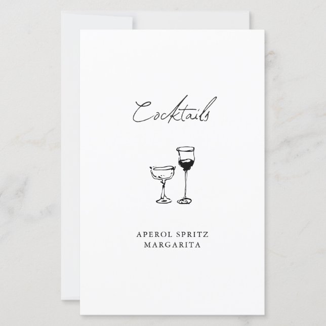 Sinal de Casamento de Bar de Coquetel Desenhado à  (Frente)