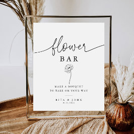 Sinal de Casamento de Bar de Flor de Script de Cal
