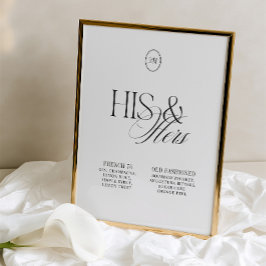 Sinal de Casamento de Coquetéis com Assinatura His