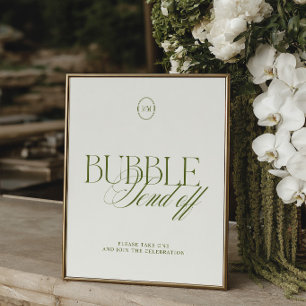 Sinal de Casamento de Envio de Bolhas Verde Oliva