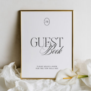 Sinal de Casamento de Livro de Visitantes Preto e 