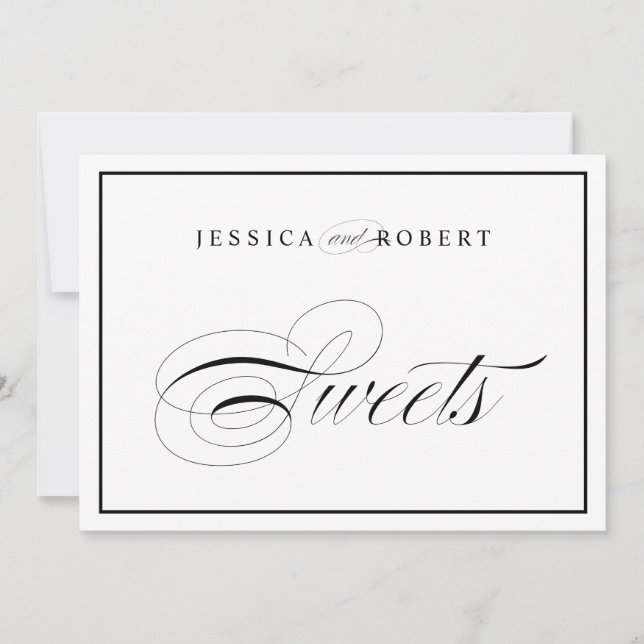 Sinal de Casamento de Sweets de Script Branco e Pr (Frente)