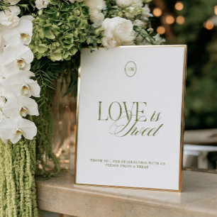 Sinal de casamento Elegante Oliva Doce Amor