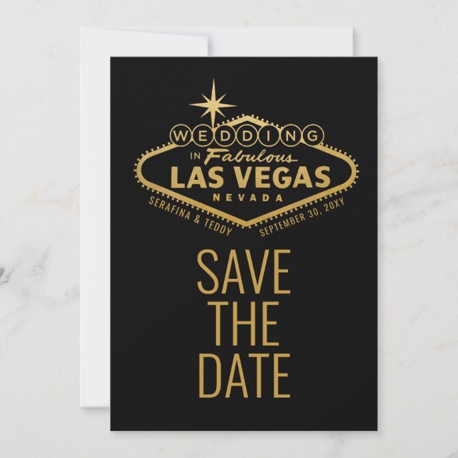 Sinal de Casamento em Las Vegas Foto Dourada Salva (Frente)