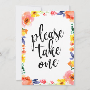 Sinal de Casamento Floral Acessível Por Favor Pegu