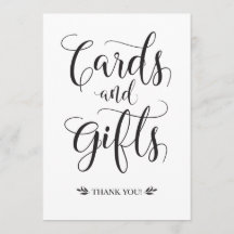 Sinal de Casamento Moderno de Cartões e Presentes