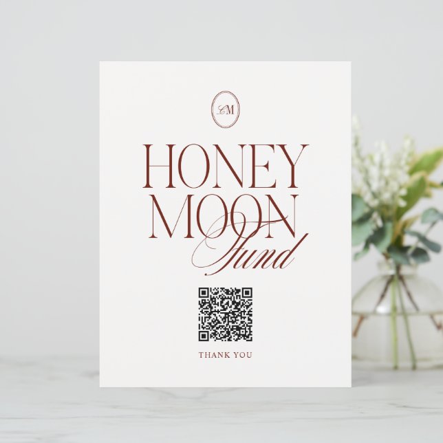 Sinal de Casamento QR Fundo de Lua de Mel Terracot (Em pé/Frente)