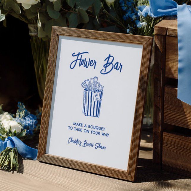 Sinal de Chá de Noiva Flor Bar Fresh Off The Marke (Fresh Off The Market Flower Bar Bridal Shower Sign)