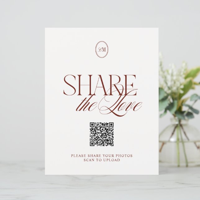 Sinal de Código QR 'Compartilhe o Amor' em Terraco (Em pé/Frente)