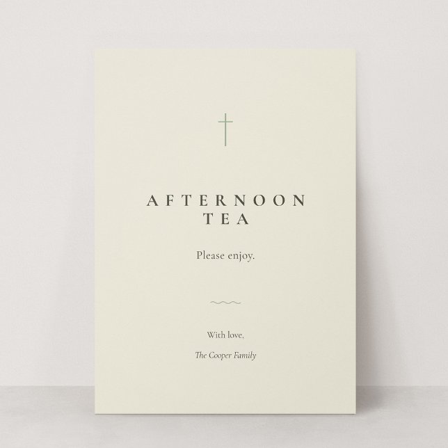 Sinal de Comida ou Buffet para Evento Religioso Gr (Grace | Sage - 5x7 Buffet Label Sign (Afternoon Tea Placeholder))