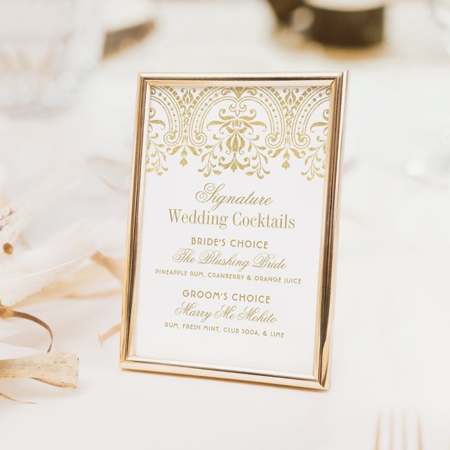 Sinal de Coquetéis de Casamento Assinatura Damasco (Criador carregado)