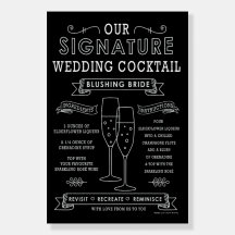 Sinal de coquetel de assinatura de noiva