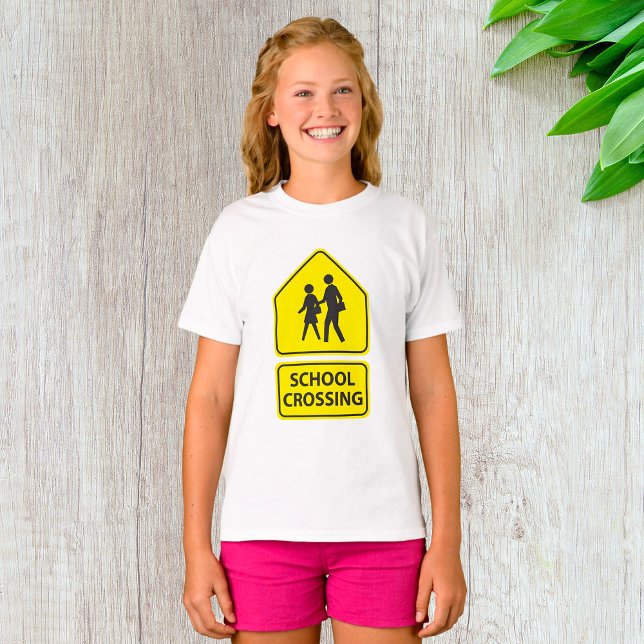 Sinal de Cruzamento Escolar Meninas T-Shirt (Criador carregado)