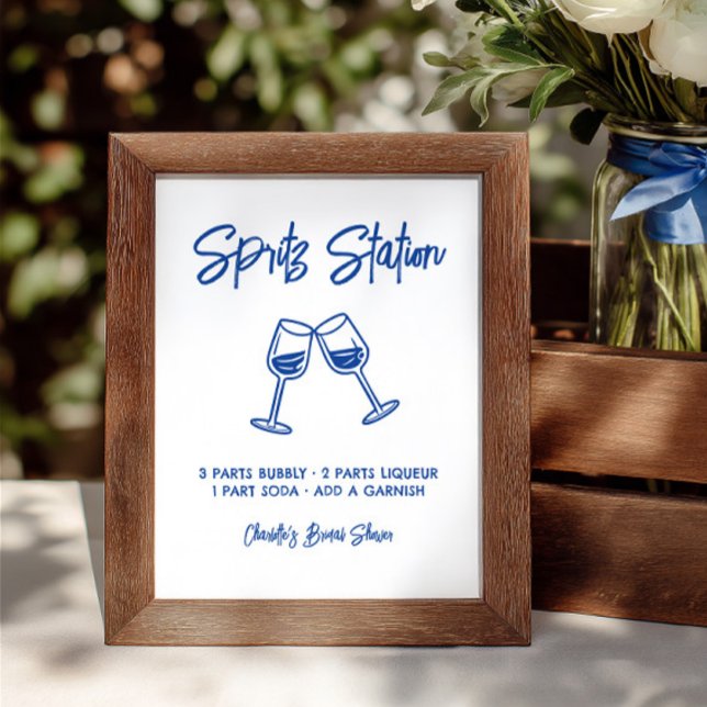 Sinal de Estação de Spritz Desenhado à Mão para Ch (Hand Drawn Spritz Station Bridal Shower Sign)