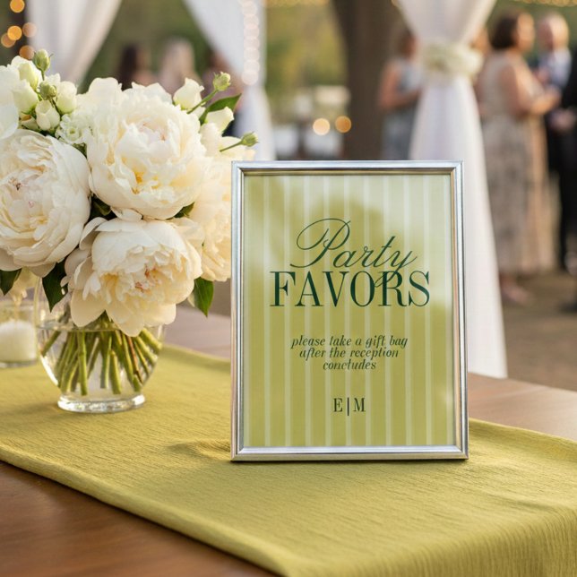 Sinal de Favor de Casamento Chartreuse Elegante Le (Elegant Chartreuse Wedding Favor Take One Sign)