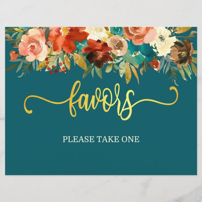 Sinal de Favor do Casamento - Casamento Teal & Ora (Frente)