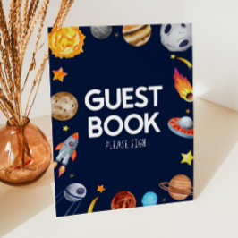 Sinal de Festa de Mesa de Livro Convidado da Galáx