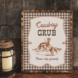 Sinal de Grub Cowboy Xadrez Marrom 8x10