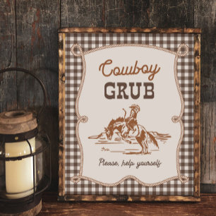 Sinal de Grub Cowboy Xadrez Marrom 8x10