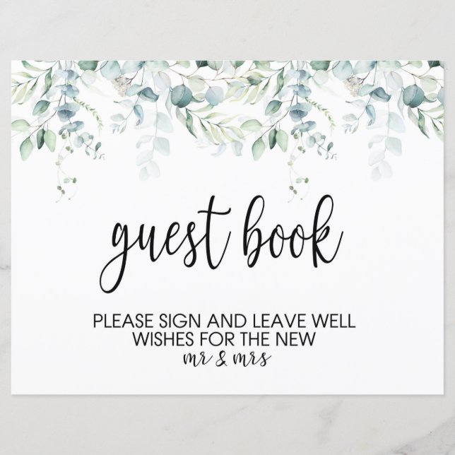 Sinal de Guestbook - Casamento Eucalyptus (Frente)