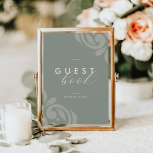 Sinal de Guestbook de Damasco Mínimo Elegante de O