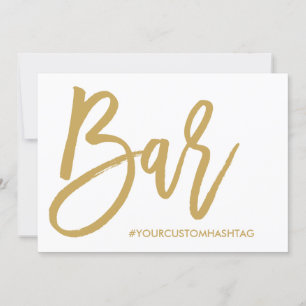 Sinal de hashtag de barra de casamento dourado com