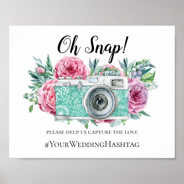 Sinal de hashtag de casamento Boho. Impressão inst (Frente)