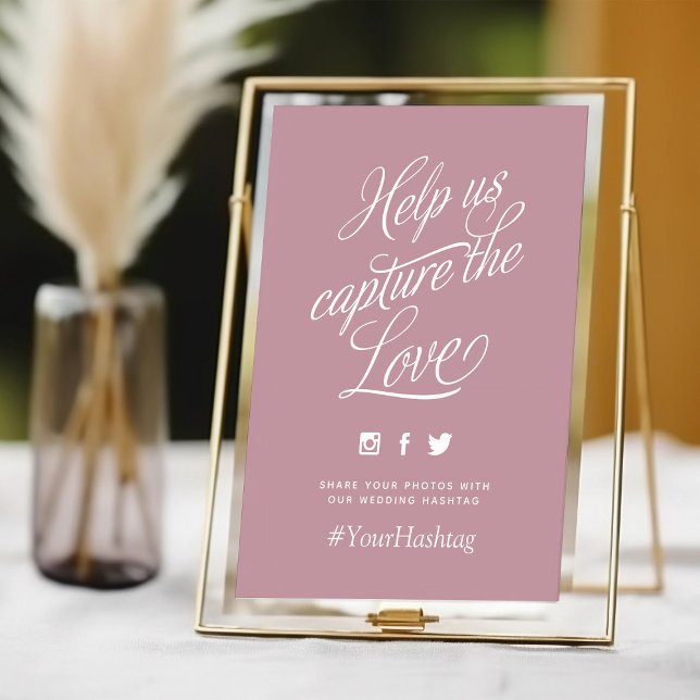 Sinal de Hashtag de Casamento Personalizado Mauve (Criador carregado)