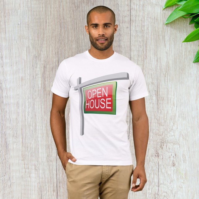 Sinal de Imobiliário de Casa Aberta Mens T-Shirt (Criador carregado)