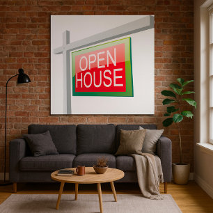 Sinal de Imóveis de Casa Aberta Poster
