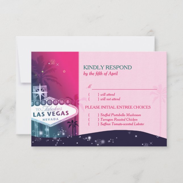 Sinal de Las Vegas Menu Escolha de Casamento RSVP (Frente)