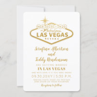 Sinal de Las Vegas no Dourado Convite para Casamen