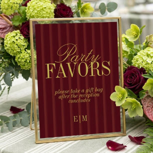 Sinal de Leve Um Favor de Casamento Burgundy Elega