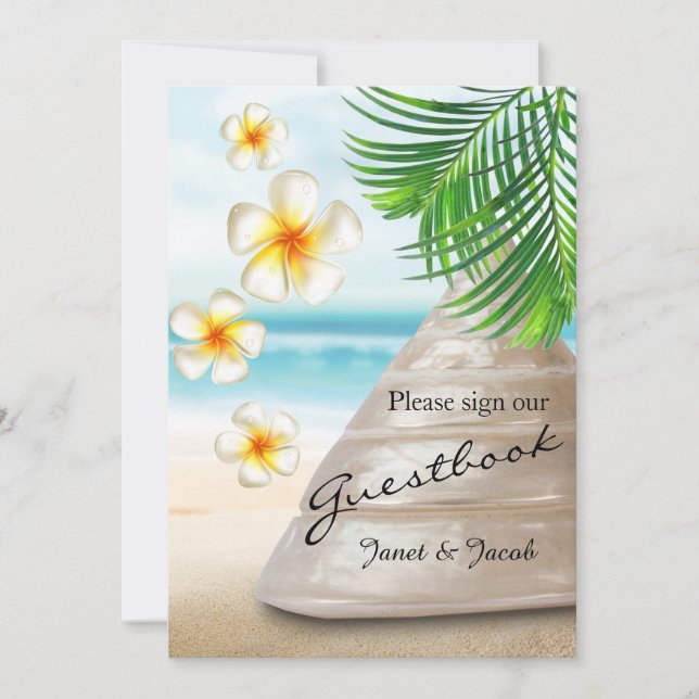Sinal de livro convidado - Casamento na praia (Frente)