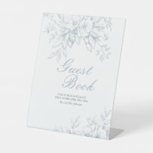 Sinal de Livro de Convidado Casamento Azul-Toile F