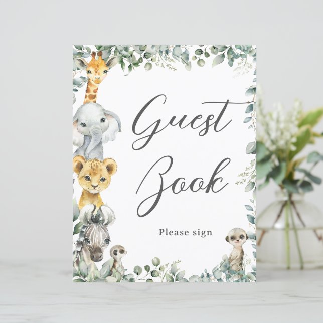 Sinal de Livro de Convidado de Animais Selvagens O (Em pé/Frente)