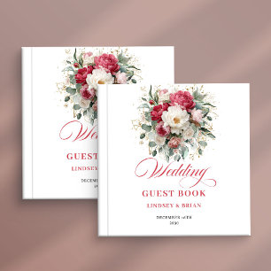 Sinal de livro de visitas de casamento floral bran