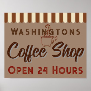 Sinal de Loja de Café Vintage Personalizado Poster