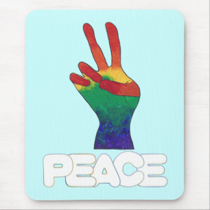sinal de mão de paz abstrato arco-íris mousepads 2