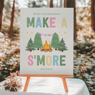 Sinal de Menina de Acampamento 8x10 Faça um S'more